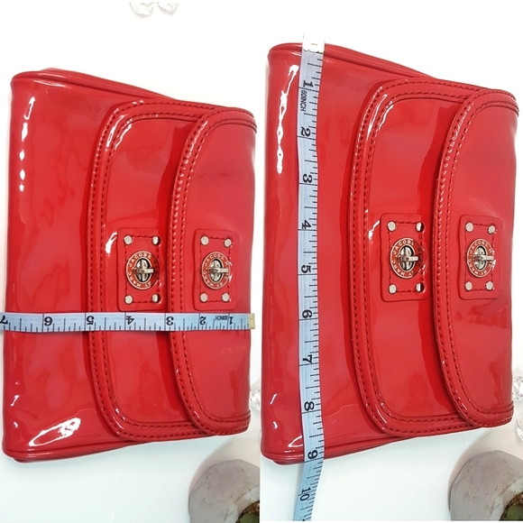 🔻Marc Jacobs|Red Cherry🍒Patent Double Flaps Posh/Clutch/Wristlet - Picture 12 of 13